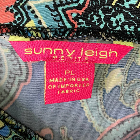 Sunny Leight Petites Blue Paisley Tulip Hem Faux Wrap Midi Pull On Skirt Size PL - Picture 8 of 13